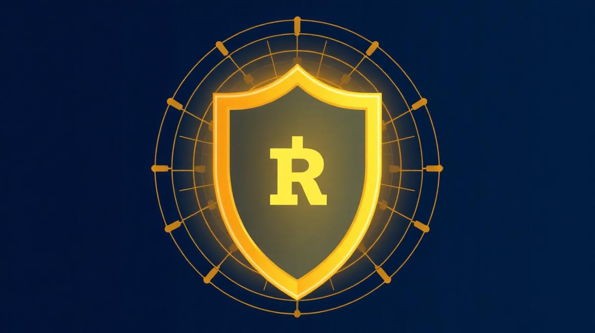 Financial security and regulation concept with shield protecting digital assets